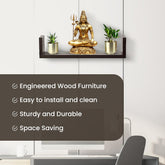 USHA SHRIRAM U-Shaped Wall Shelves | Set of 3 | Wall Mounted Book Shelf | Floating Shelves | Durable Engineered Wood | Sturdy & Long Lasting Wall Shelf | Rectangular Wooden Rack